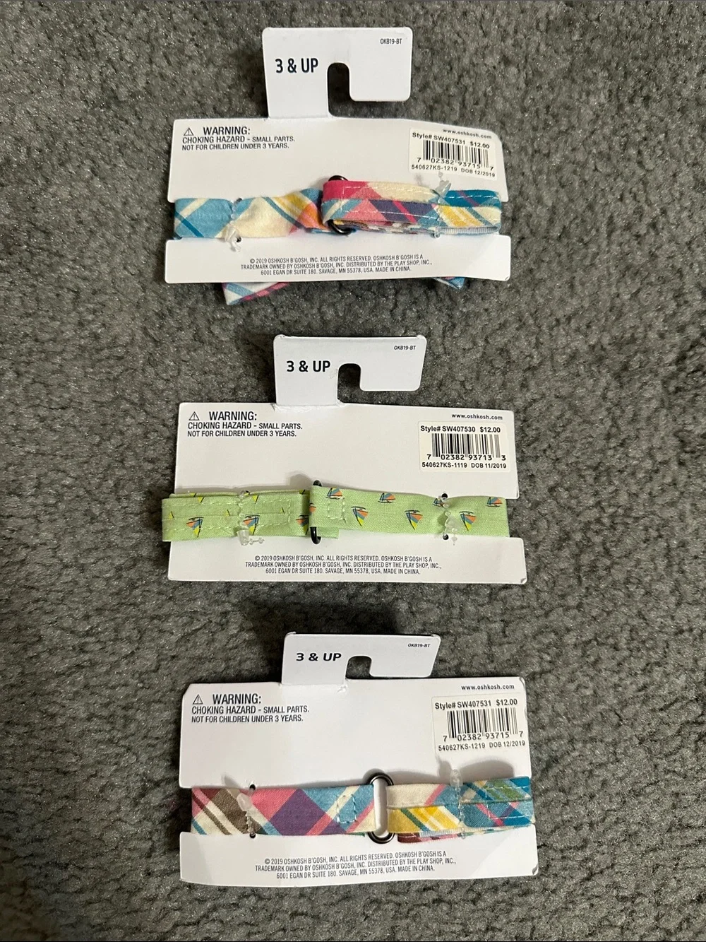 OshKosh B'gosh Kids Bow Tie Set in Green and Multicolor Plaids